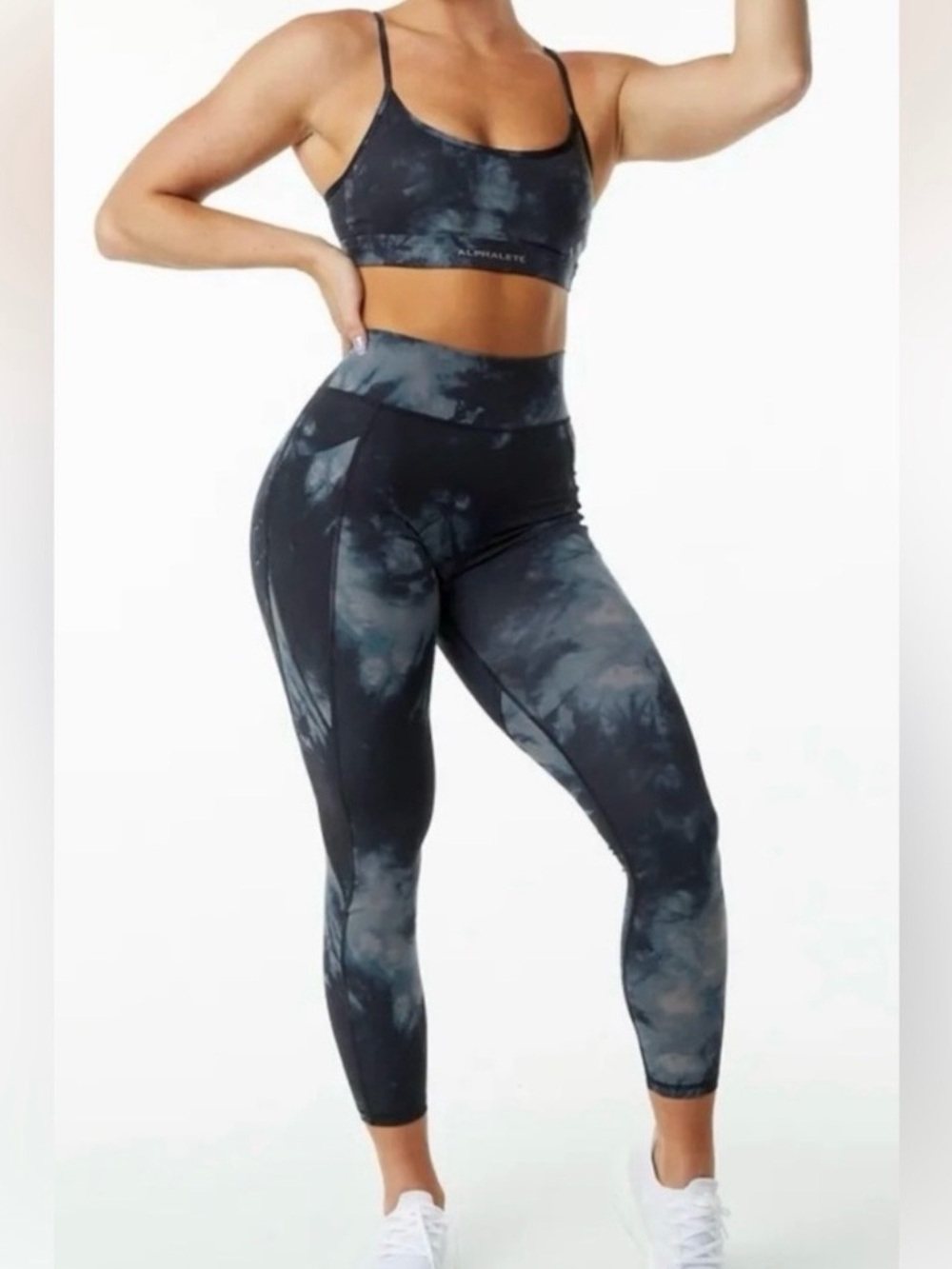 Alphalete Surface Power Black Oil Stain Legging 27” Large NWT